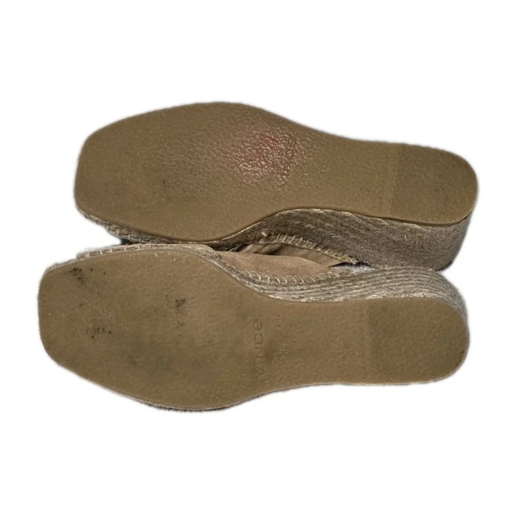 Vince Espadrille Wedge Sandal Size 6 M Suede Leather Tan